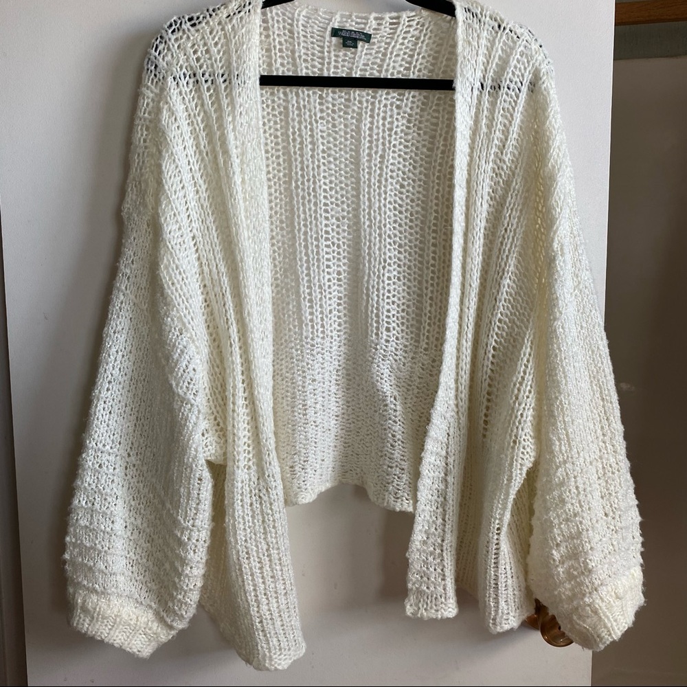 balloon sleeve open knit cardigan